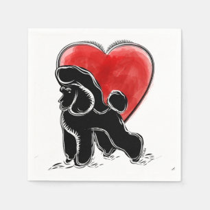 Zwart Rode Witte cute Poodle Hond Servet