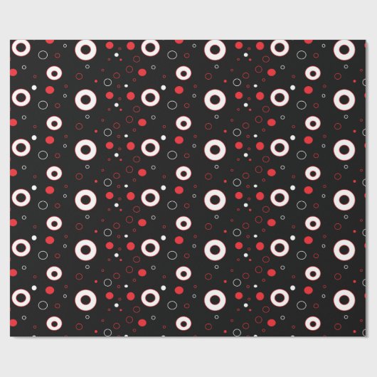 Zwart, rode witte pokadots cadeaupapier (Vlak)