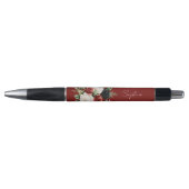 Zwart Rode Witte Rozen Bloem Pen (Voorkant)