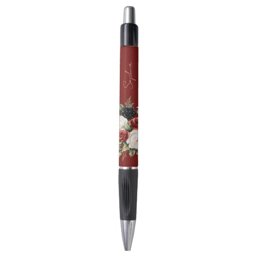 Zwart Rode Witte Rozen Bloem Pen (Voorkant Verticaal)
