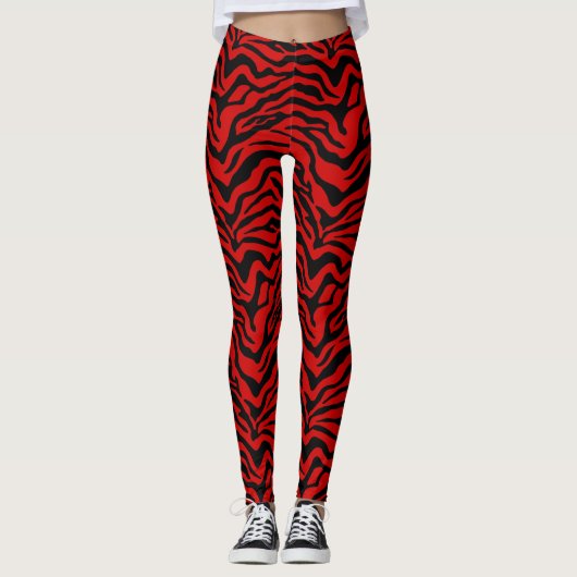 Zwart-rode zebraafdrukken leggings (Voorkant)