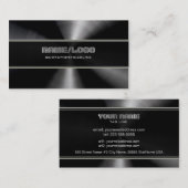 Zwart Roestvrij staal & Grijze Accenten Sjabloon Visitekaartje (Voorkant / Achterkant)