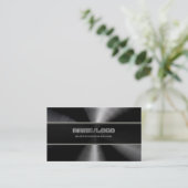 Zwart Roestvrij staal & Grijze Accenten Sjabloon Visitekaartje (Staand voorkant)