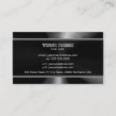 Zwart Roestvrij staal & Grijze Accenten Sjabloon Visitekaartje (Achterkant)