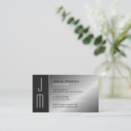 Zwart roestvrij staal professioneel Visitekaartje (Staand voorkant)