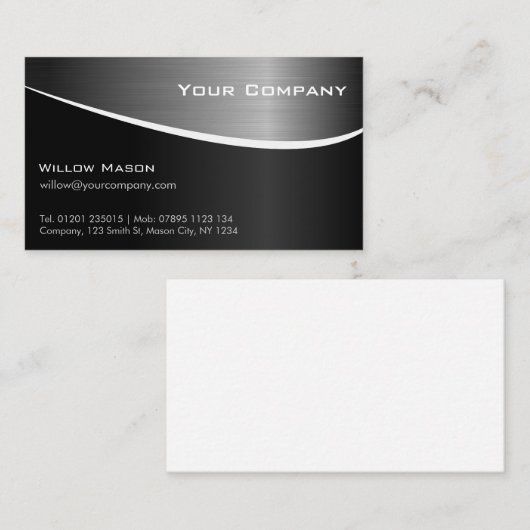 Zwart roestvrij staal professioneel Visitekaartje (Voorkant / Achterkant)