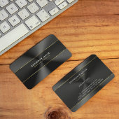 Zwart Roestvrij Staal Textuur Gouden Strepen Accen Visitekaartje