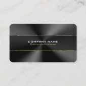 Zwart Roestvrij Staal Textuur Gouden Strepen Accen Visitekaartje (Voorkant)