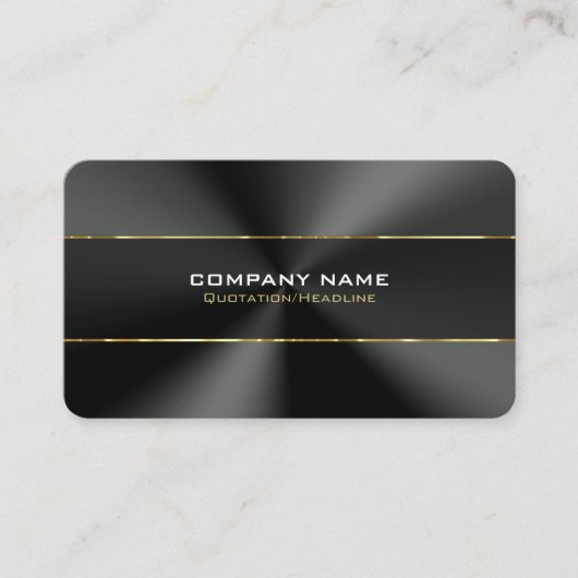 Zwart Roestvrij Staal Textuur Gouden Strepen Accen Visitekaartje (Voorkant)