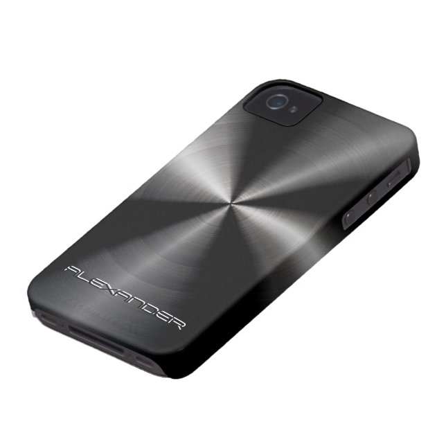 Zwart roestvrij stalen metaal patroon - aangepaste Case-Mate iPhone case (Onderkant)