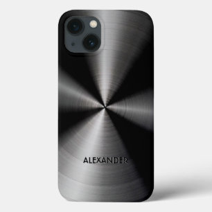 Zwart roestvrij stalen metaal patroon - aangepaste iPhone 13 hoesje