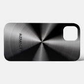 Zwart roestvrij stalen metaal patroon - aangepaste Case-Mate iPhone case (Achterkant (horizontaal))