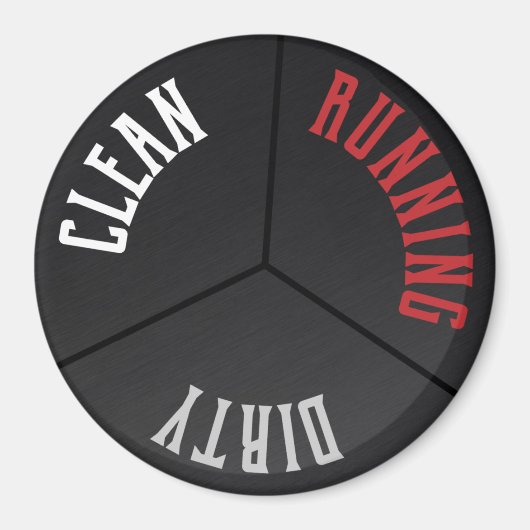 Zwart Roestvrij Vaatwasser Schoon Vuil Hardlopen Magneet (Voorkant)