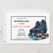 Zwart Roller Schaatsen Sinaasappel Glow Verjaardag Kaart (Voorkant)