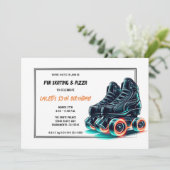 Zwart Roller Schaatsen Sinaasappel Glow Verjaardag Kaart (Staand voorkant)