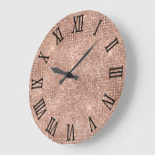 Zwart Roman Numerals Roos Gold Disco Glitter Grote Klok (Hoek)