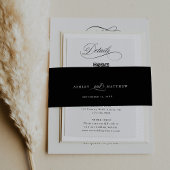 Zwart Romantisch Kalligrafie Bruiloft Uitnodigingen Wikkel