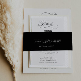 Zwart Romantisch Kalligrafie Bruiloft Uitnodigingen Wikkel