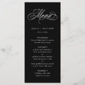 Zwart Romantisch Swirly Calligrafie Bruiloft Menu (Voorkant)