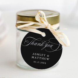 Zwart Romantische kalligrafie bruiloft dank u Bedankjes Labels