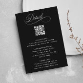Zwart Romantische Kalligrafie QR Code Bruiloft Det Informatiekaartje