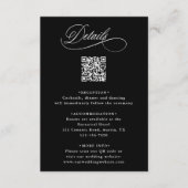 Zwart Romantische Kalligrafie QR Code Bruiloft Det Informatiekaartje (Voorkant)