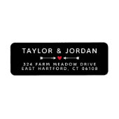 Zwart-Romantische pijlen en rood harthuwelijk Etiket (Voorkant)