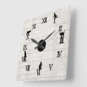 Zwart Romeinse cijfers Katten Rustiek hout Vierkante Klok (Hoek)