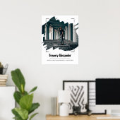 Zwart rond Abstract penseelfoto-Afstuderen Poster (Thuiskantoor)
