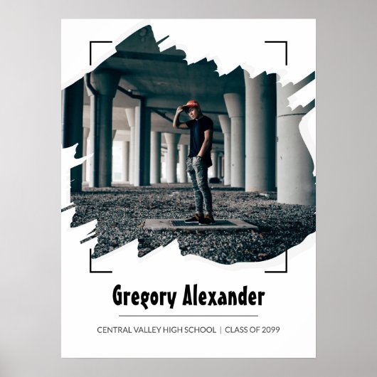Zwart rond Abstract penseelfoto-Afstuderen Poster (Voorkant)