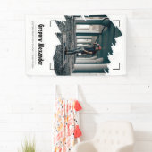 Zwart rond Abstract penseelfoto-Afstuderen Spandoek (Insitu)