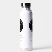 Zwart-rond bedrijfsmerk op geïsoleerd waterfles (Links)