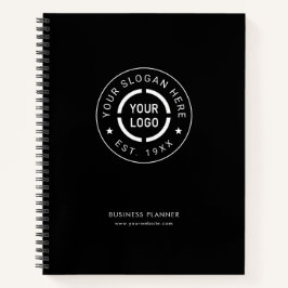 Zwart rond custom logo business branded Notitieboe Notitieboek
