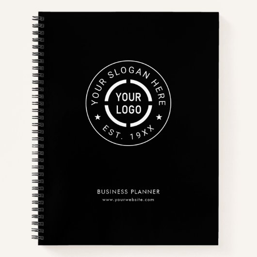 Zwart rond custom logo business branded Notitieboe Notitieboek (Voorkant)