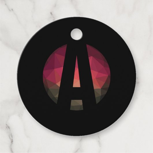 Zwart rond monogram logo ontwerp bedankjes labels (Voorkant)