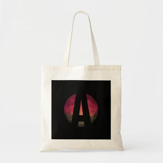 Zwart rond monogram logo ontwerp tote bag (Voorkant)