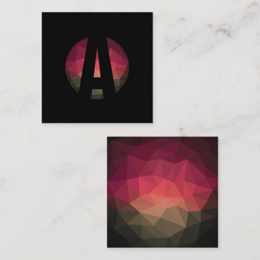 Zwart rond monogram logo ontwerp vierkante visitekaartje (Voorkant / Achterkant)