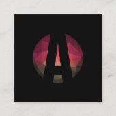 Zwart rond monogram logo ontwerp vierkante visitekaartje (Voorkant)