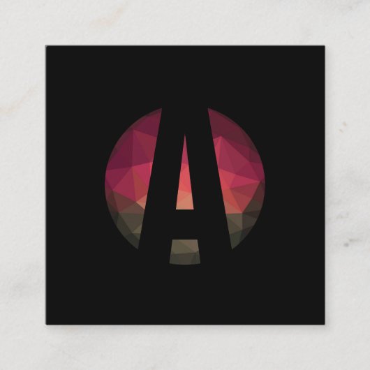 Zwart rond monogram logo ontwerp vierkante visitekaartje (Voorkant)