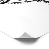 Zwart ronddraaien op witte drabel poster (Hoek)