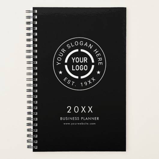 Zwart Ronde Custom Logo business branded Planner (Voorkant)