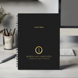 Zwart Ronde Gouden Logo Naam Professioneel bedrijf Planner