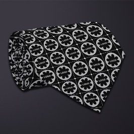 Zwart Ronde Logo Patroon Stropdas