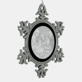 Zwart-ronde rand foto tin sneeuwvlok ornament (Links)