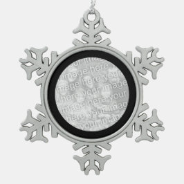 Zwart-ronde rand foto tin sneeuwvlok ornament