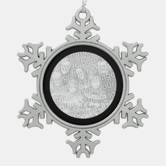Zwart-ronde rand foto tin sneeuwvlok ornament