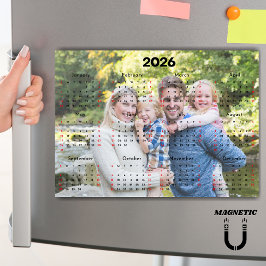 Zwart & Rood 2026 Kalender Aangepaste Foto Magneet