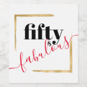 Zwart Rood 50 & Fabulous 50ste verjaardag Typograp Wijn Etiket (Enkel label)