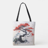 Zwart Rood Abstract Boom Tote Bag (Achterkant)