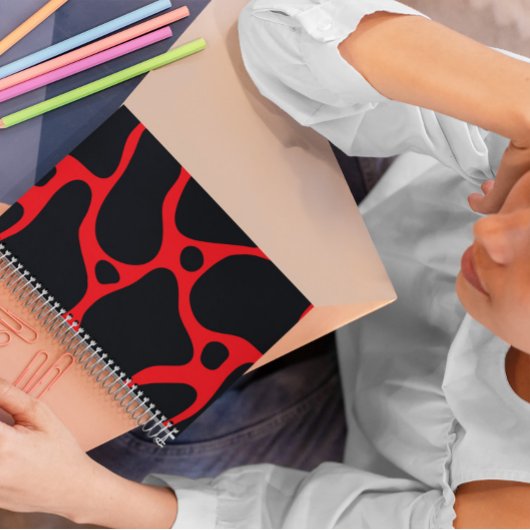 Zwart-rood abstract giraferpatroon notitieboek